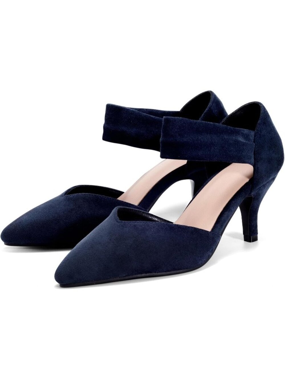 Women's Navy Dress Kitten Heels Comfortable Closed Toe Pumps Shoes Pointed toe